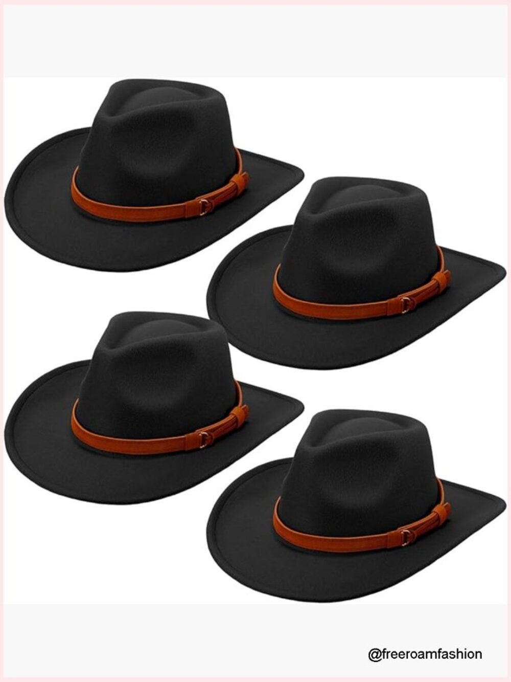 Wide Brim Cowboy Hat with Belt Classic Western Style Unisex
